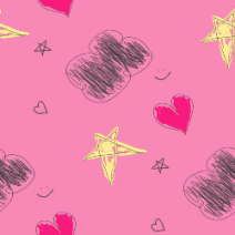 Pink Scribble Cloud and Heart Background