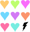 Colorful Hearts and Lightning Background
