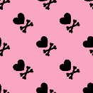 Black and Pink Heart Skulls Background