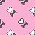 Black Pink and White Heart Skulls MySpace Layout
