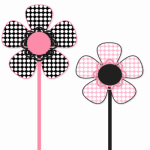 Black and Pink Plaid Flower MySpace Layout
