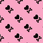 Black and Pink Heart Skulls MySpace Layout