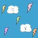 Rainbow and Blue Clouds Background