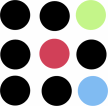 Black Blue Green Red Polka Dot Background