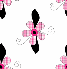 Pink and Black Plaid Flower Background