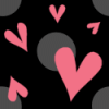 Pink Hearts on Black Background