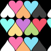 Colorful Hearts On Black Background